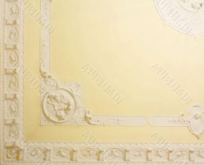 Stucco on the ceiling of historic building