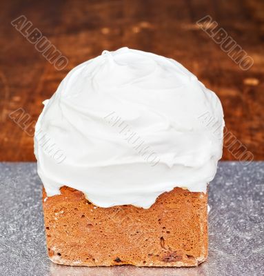 Christmas cake covered with cream