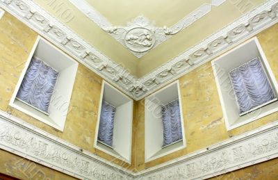 Stucco on the ceiling of historic building