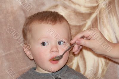 Cute eating baby 1 year