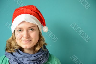 Young Woman with Santa Hat