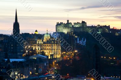 View of Edinburgh Castle at sunset