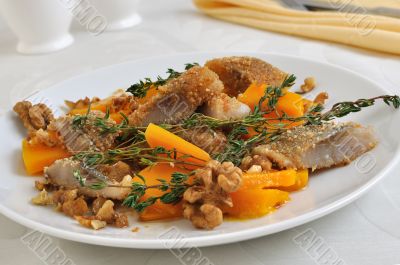 Herring in breadcrumbs with pumpkin