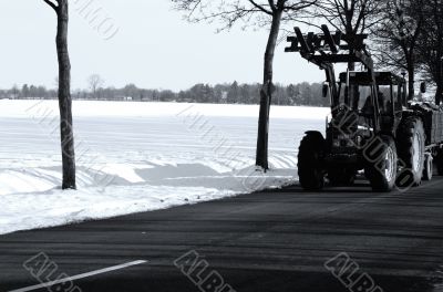 Tractor and snow