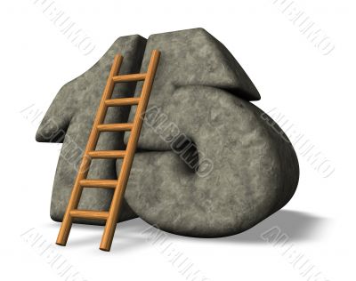stone number and ladder