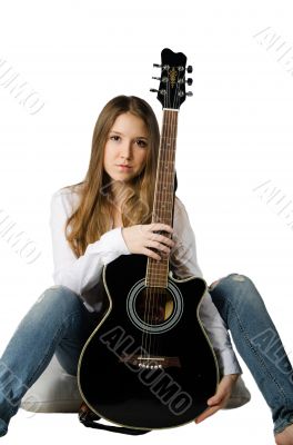 Beautiful girl with a guitar