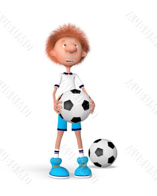 the football player on training