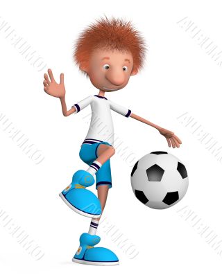 the football player on training