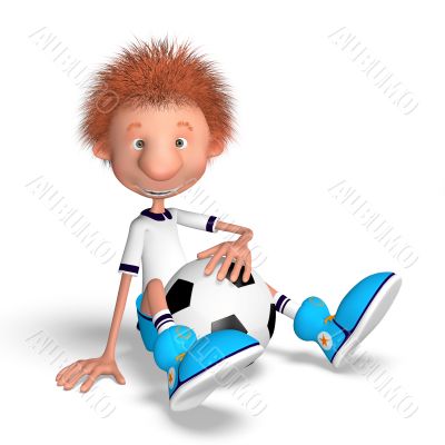 the football player on training