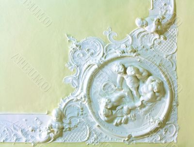 Stucco on the ceiling of historic building