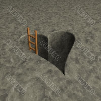 heart-shaped hole and ladder
