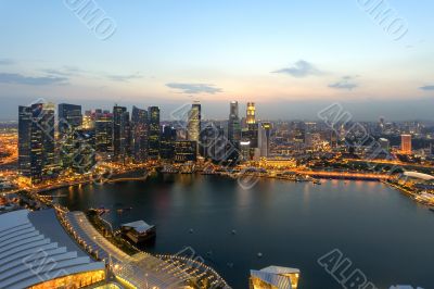 Singapore skycrapers and Marina Bay 