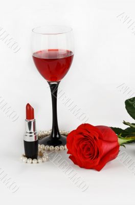 Rose, wine and candles