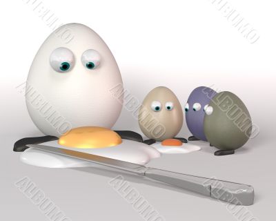Fried eggs for a breakfast.