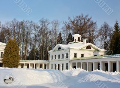 Winter landscape in the old time estate