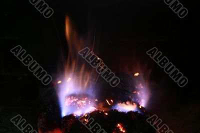 burning fire fireplace night