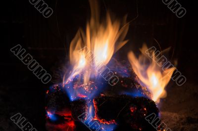 burning fire fireplace night