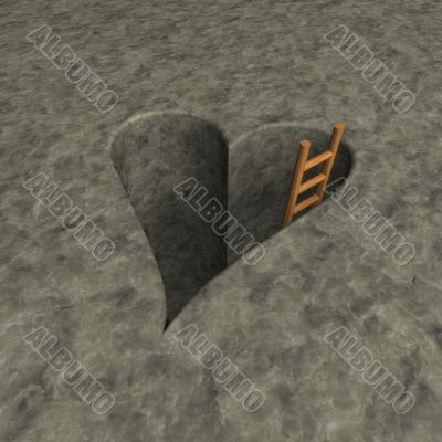 heart-shaped hole and ladder