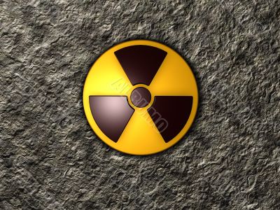 nuclear symbol on stone