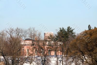 Old time manor in the winter morning