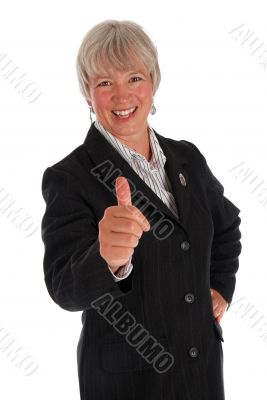 senior business woman thumbs up