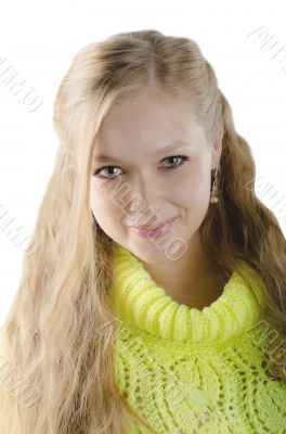 Beautiful girl in the yellow jersey