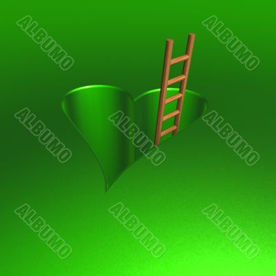 heart-shaped hole and ladder