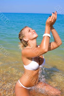 Sexual young girl Relaxing on a beach