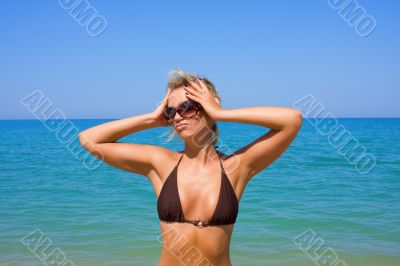 Sexual young girl Relaxing on a beach
