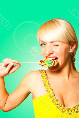 Blonde with lollipop
