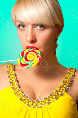Blonde with lollipop