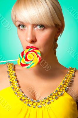 Blonde with lollipop