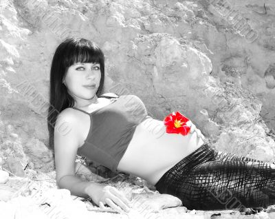 Pregnant Girl at Sea