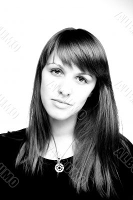 Black-and-white portrait of the girl