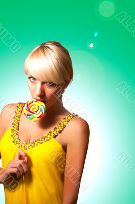 Blonde with lollipop