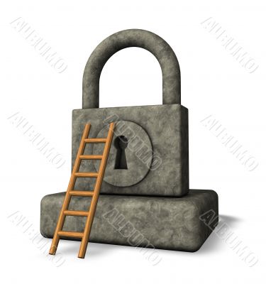 padlock and ladder