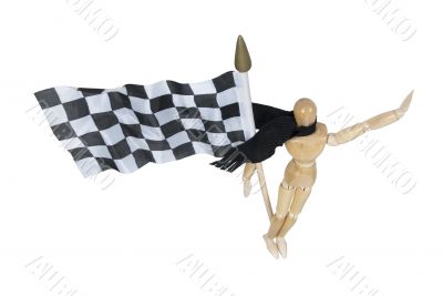 Wearing Scarf Holding Checkered Flag