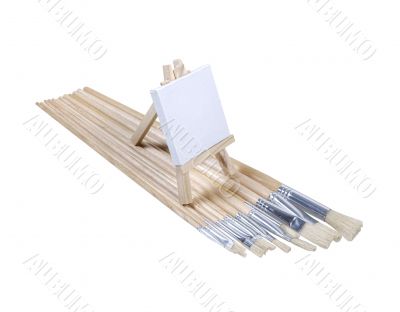 Easel and Canvas on Paintbrushes