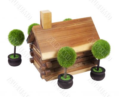 Log Cabin and Trees