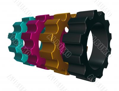 cmyk gear wheels