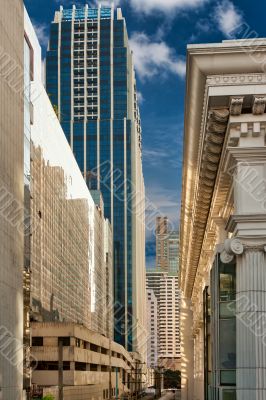 Street metropolis of skyscrapers