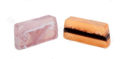 Two pieces of fruit soap 