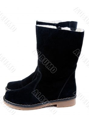 A pair of women`s boots with fur