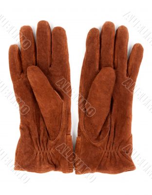 A pair of brown leather gloves