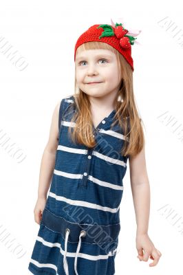 happy smiling little girl on white background in studio