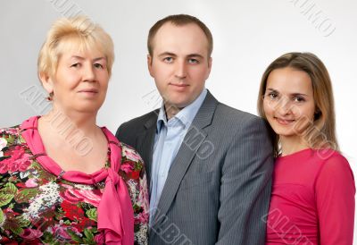 family portrait, grandmother, son, daughter