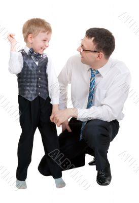 Businessman with his son in the studio