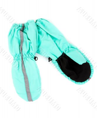 A pair of blue children`s gloves