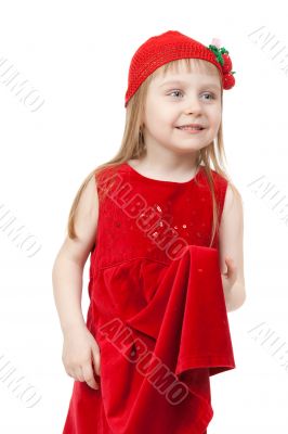 The portrait of a young girl in the red