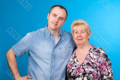 portrait of mother and son in a studio